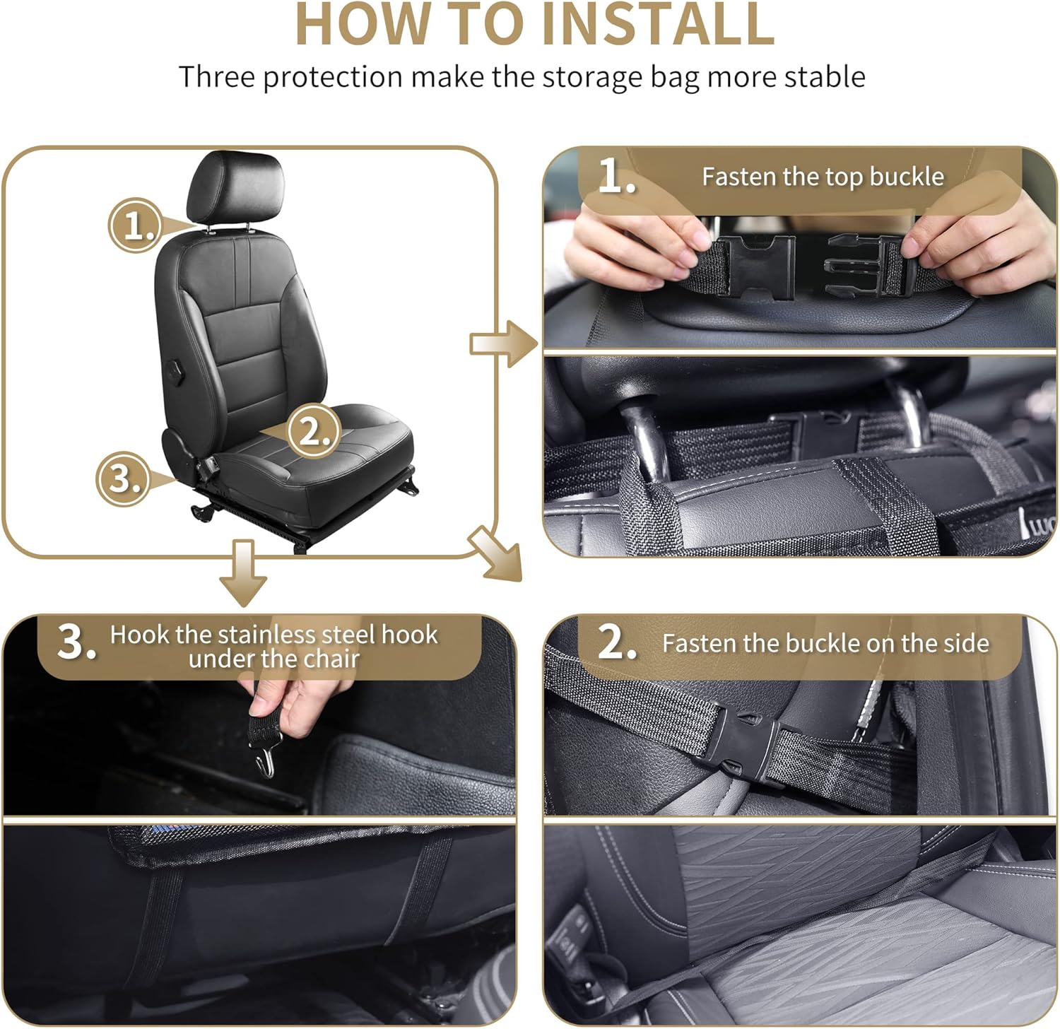 LUCMO Car Backseat Organizer with Foldable Tablet Holder, Black | 2 Pcs,6 Storage Pockets,Foldable Food Tray,Protectors Kick Mats,Travel Accessories,Seat Cover,Road Trip Essentials - Image 3